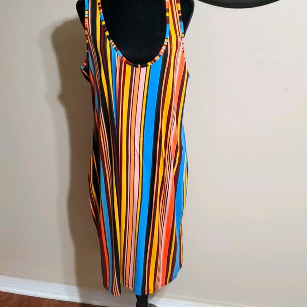 Ashley Stewart Bodycon Dress stripes multi colored